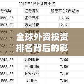 全球外資投資排名背后的影響力揭秘，外資投資趨勢與影響分析
